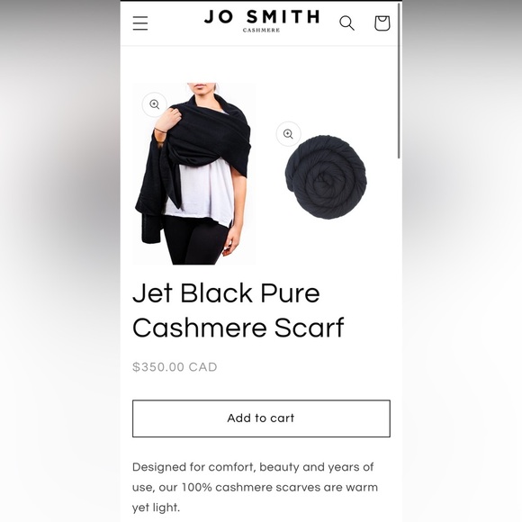 Jo Smith Mongolia Cashmere scarf wrap shawl solid black knit quiet luxury large - Picture 2 of 8